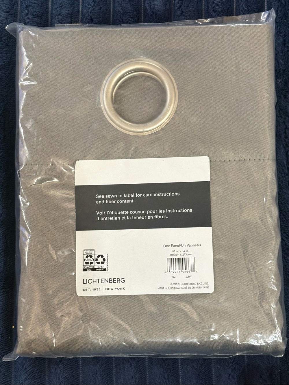 Lichtenberg Gray Grommet Curtain Panel